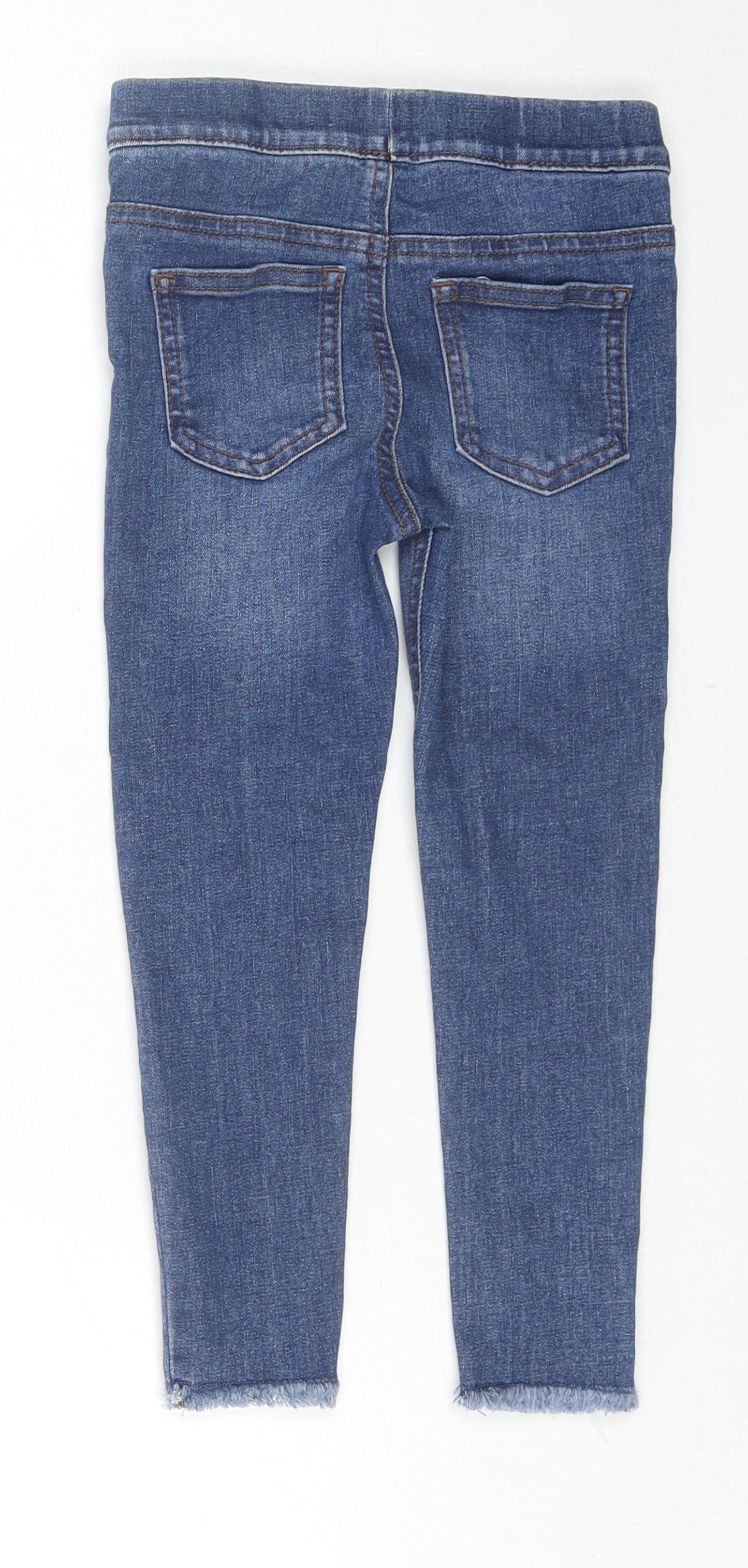 Denim & Co. Girls Blue Cotton Jegging Jeans Size 4-5 Years Regular Pullover