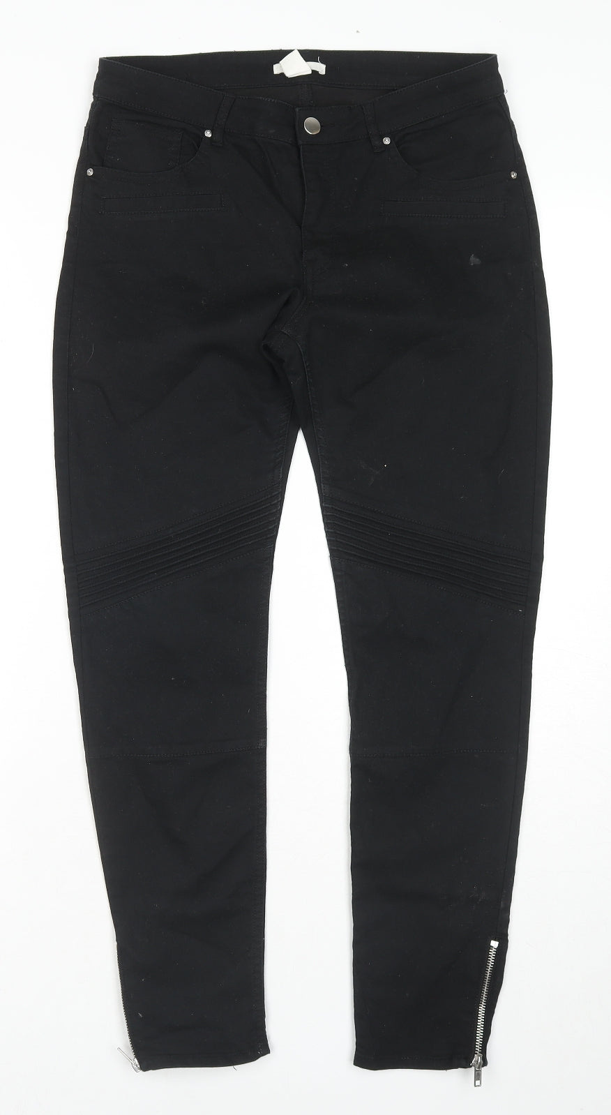 H&M Womens Blue Cotton Skinny Jeans Size 12 L27 in Regular Zip