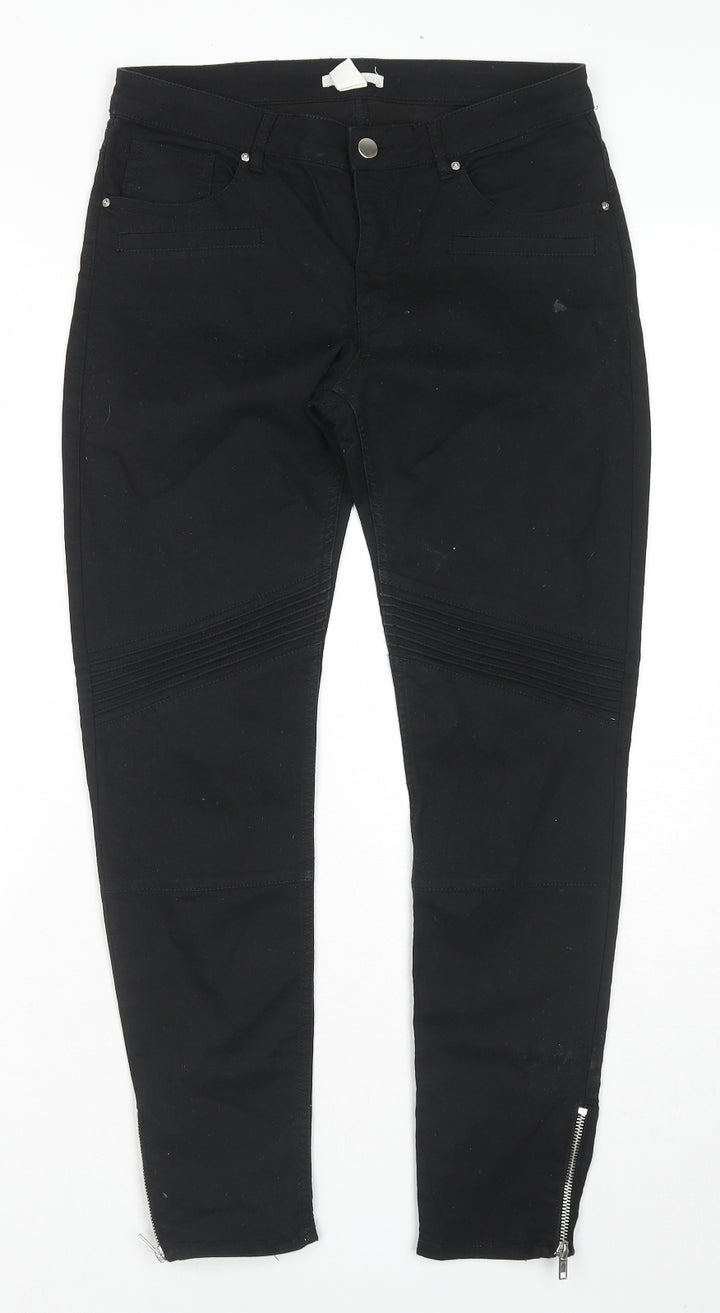 H&M Womens Blue Cotton Skinny Jeans Size 12 L27 in Regular Zip