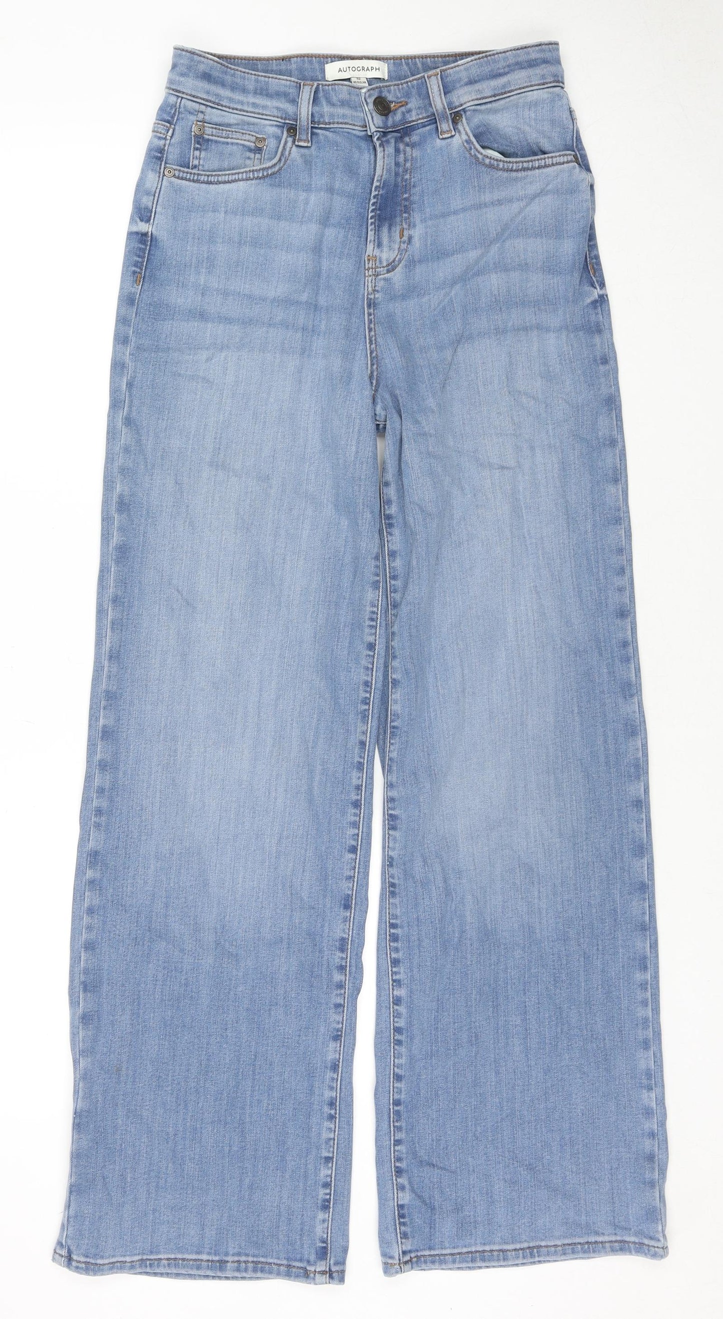 Autograph Womens Blue Cotton Bootcut Jeans Size 10 L30 in Regular Zip