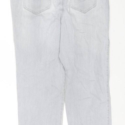 NEXT Womens Grey Cotton Straight Jeans Size 14 L24 in Regular Zip