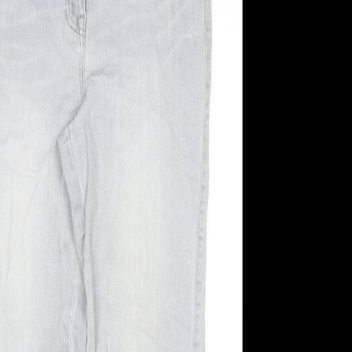 NEXT Womens Grey Cotton Straight Jeans Size 14 L24 in Regular Zip