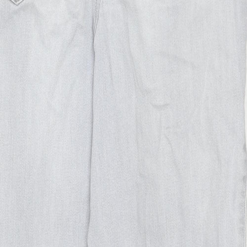 NEXT Womens Grey Cotton Straight Jeans Size 14 L24 in Regular Zip