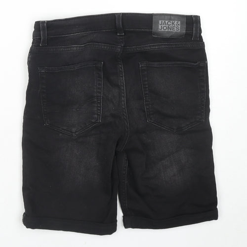 JACK & JONES Boys Black Cotton Bermuda Shorts Size 14 Years L8 in Regular Zip