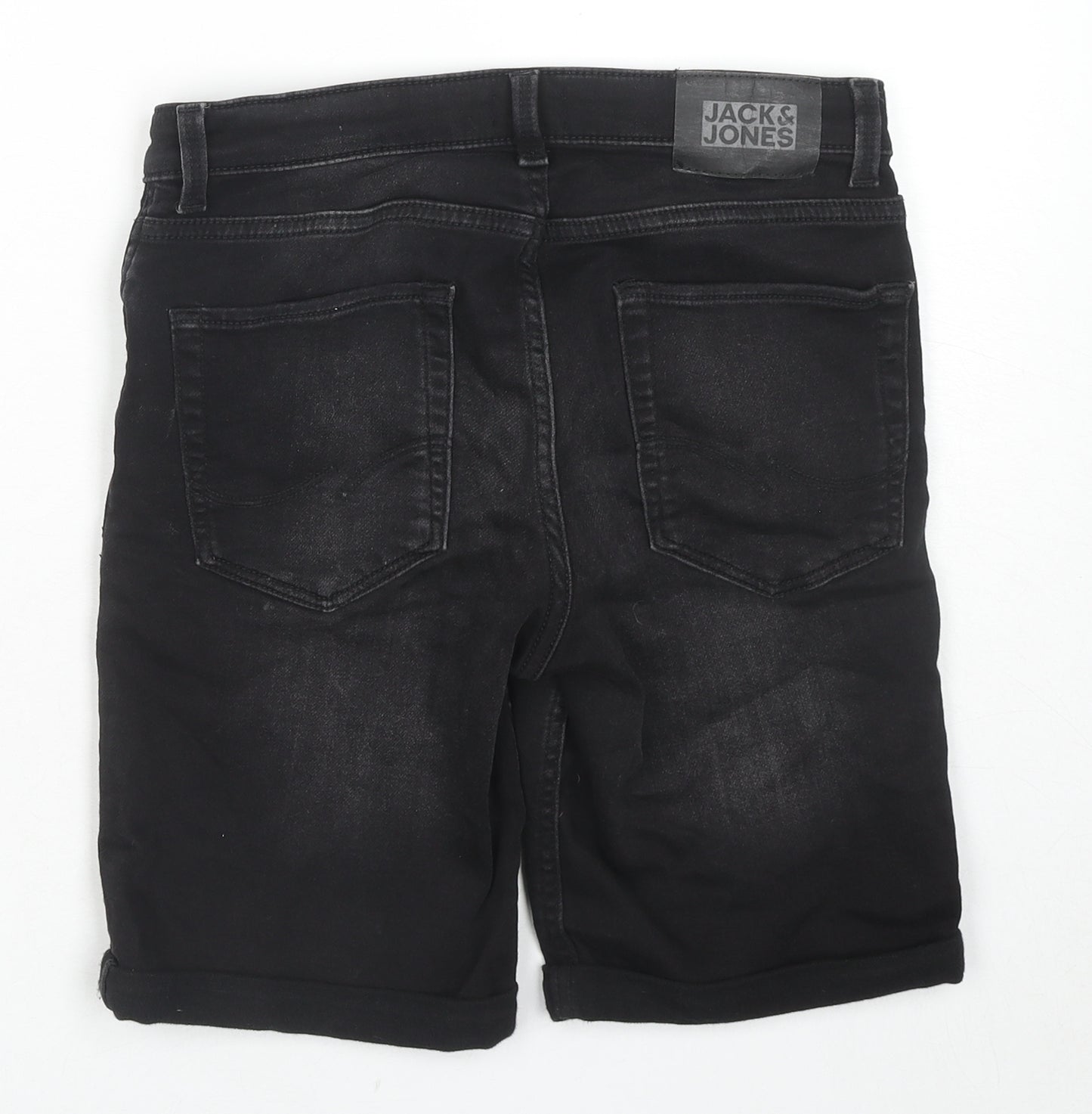 JACK & JONES Boys Black Cotton Bermuda Shorts Size 14 Years L8 in Regular Zip