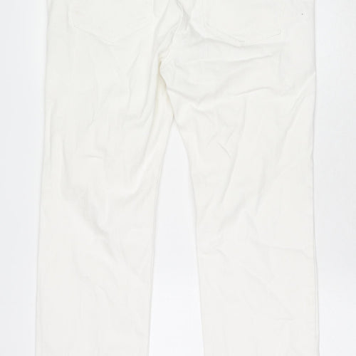 NEXT Womens White Cotton Straight Jeans Size 12 L27 in Regular Zip