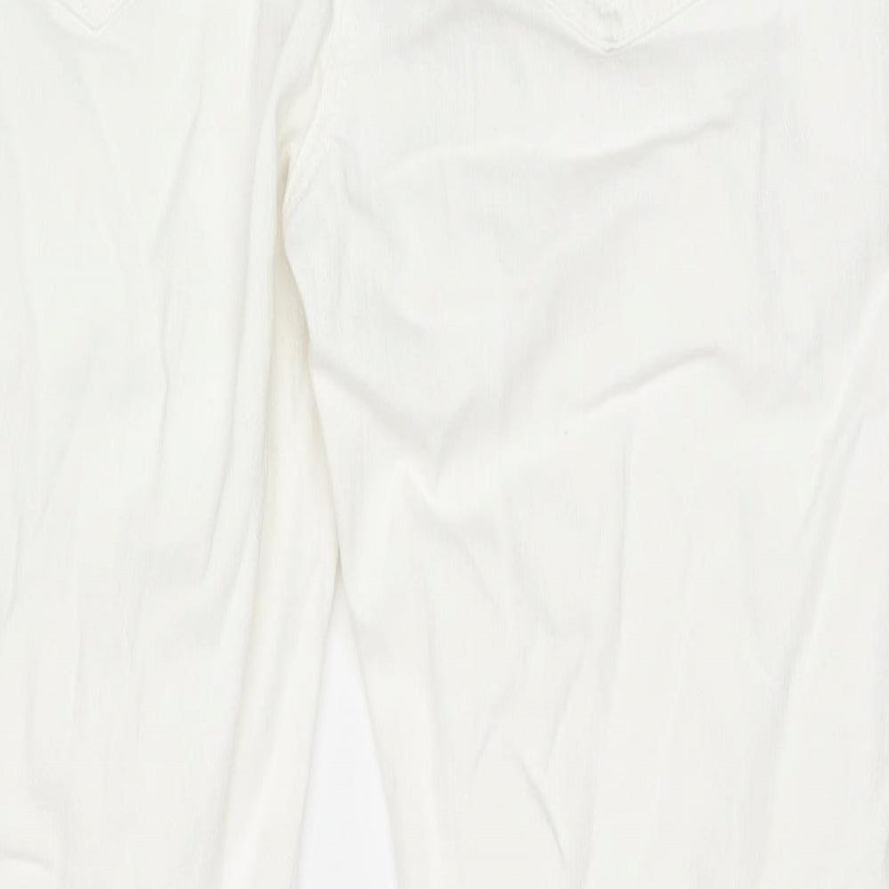 NEXT Womens White Cotton Straight Jeans Size 12 L27 in Regular Zip