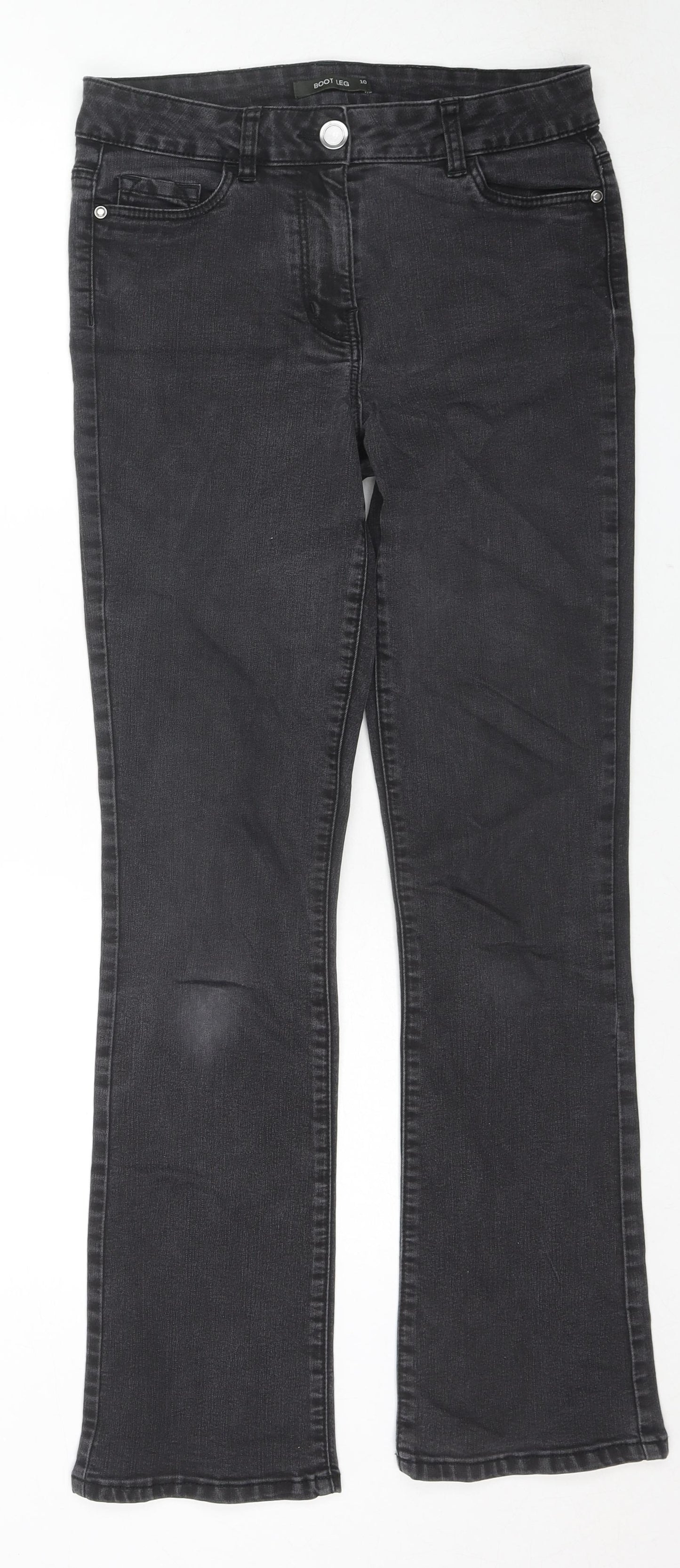 NEXT Womens Blue Cotton Bootcut Jeans Size 10 L30 in Regular Zip