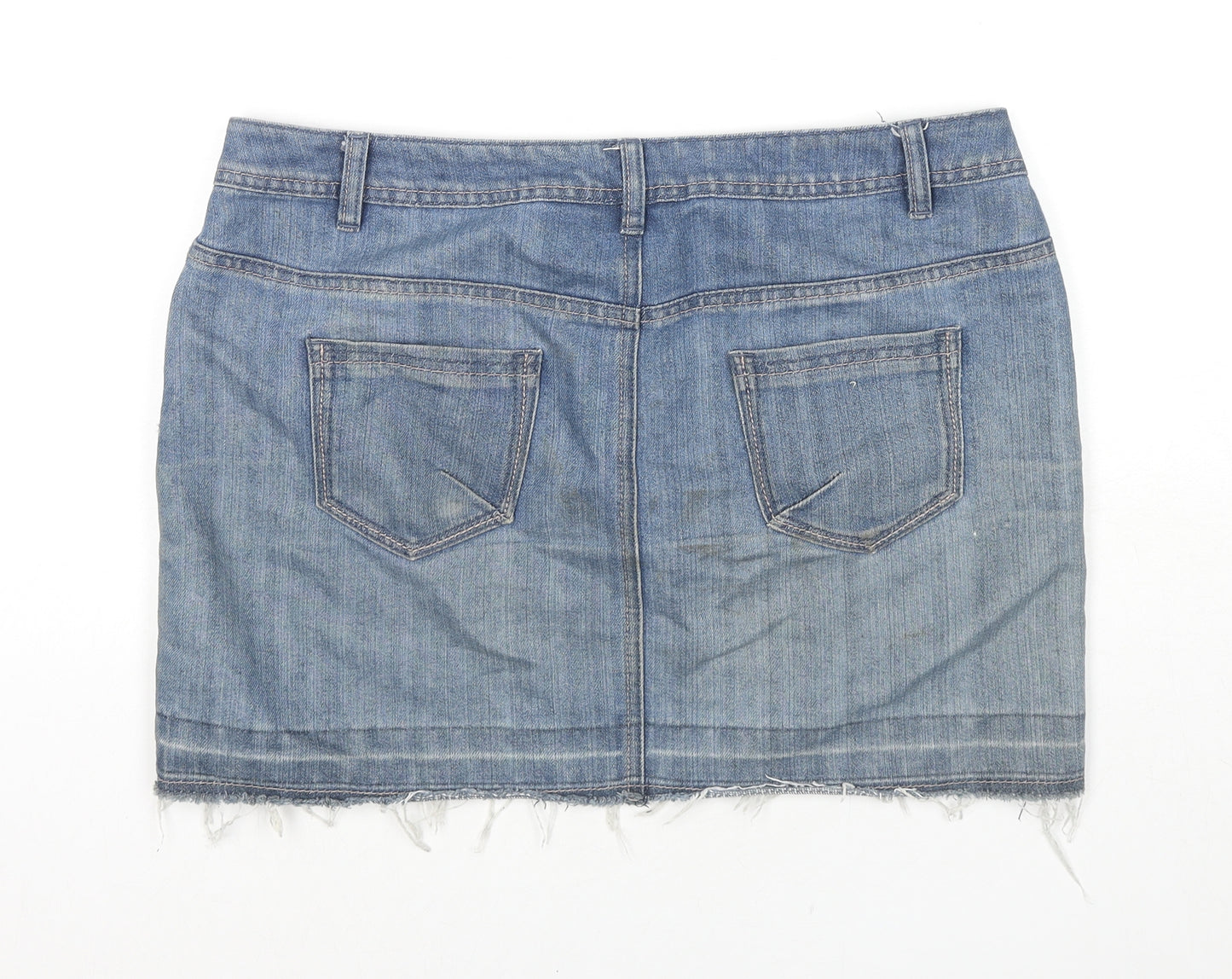 George Womens Blue Cotton Mini Skirt Size 14 Zip