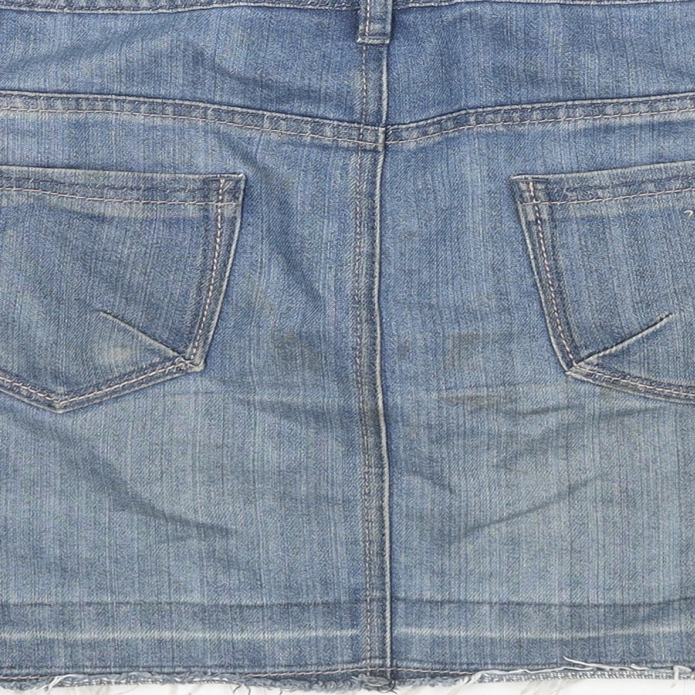 George Womens Blue Cotton Mini Skirt Size 14 Zip