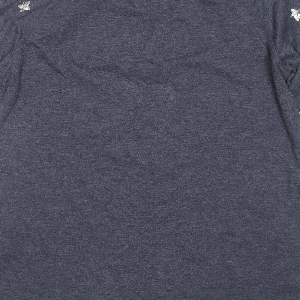 NEXT Womens Blue Cotton Basic T-Shirt Size 16 Round Neck - Sequin Detail Stars