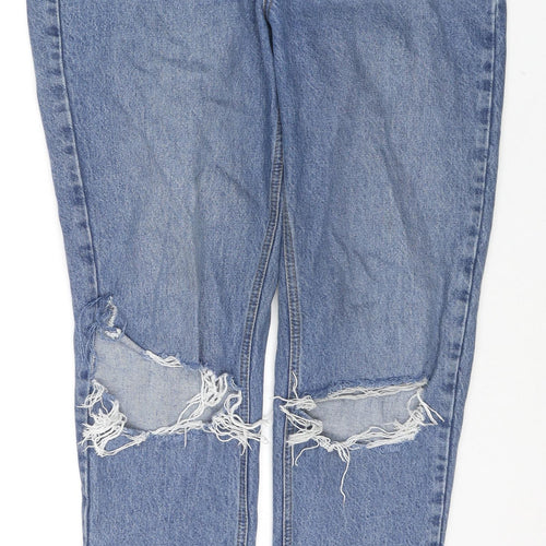 Topshop Womens Black Cotton Straight Jeans Size 16 L36 in Regular Zip