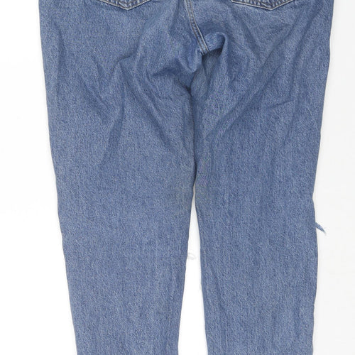 Topshop Womens Black Cotton Straight Jeans Size 16 L36 in Regular Zip