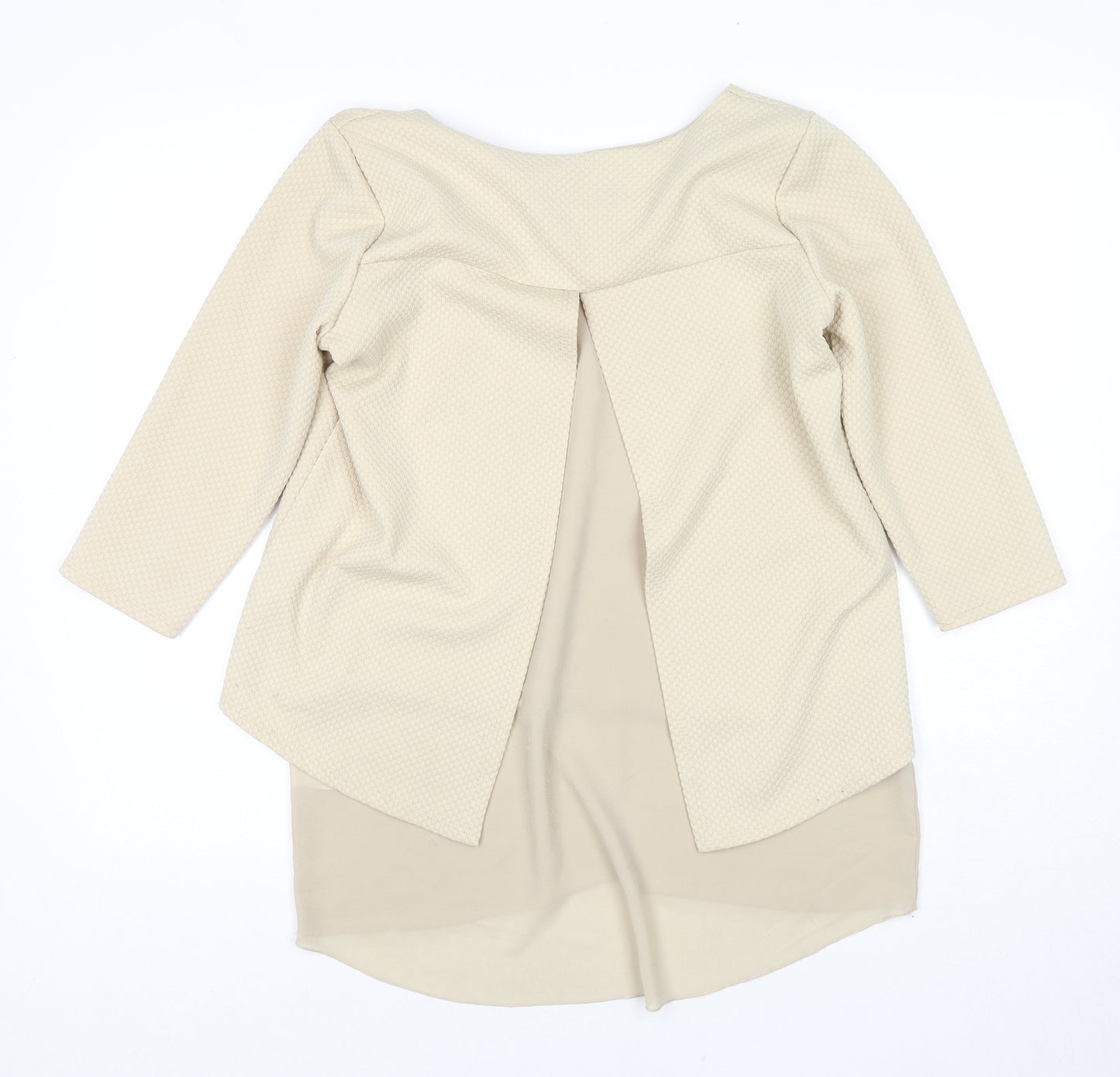 Luca Vanucci Womens Beige Polyester Basic Blouse Size M Round Neck