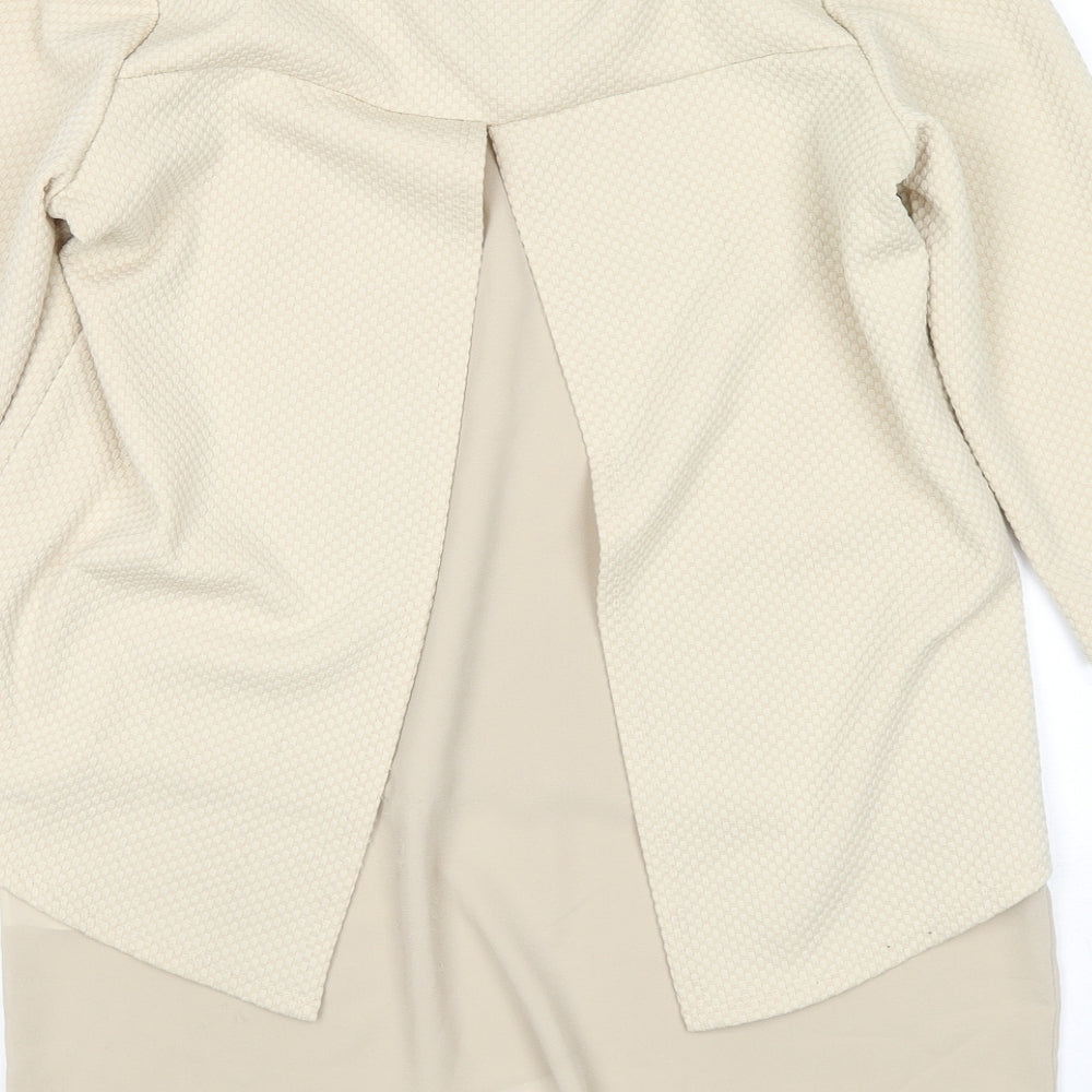 Luca Vanucci Womens Beige Polyester Basic Blouse Size M Round Neck
