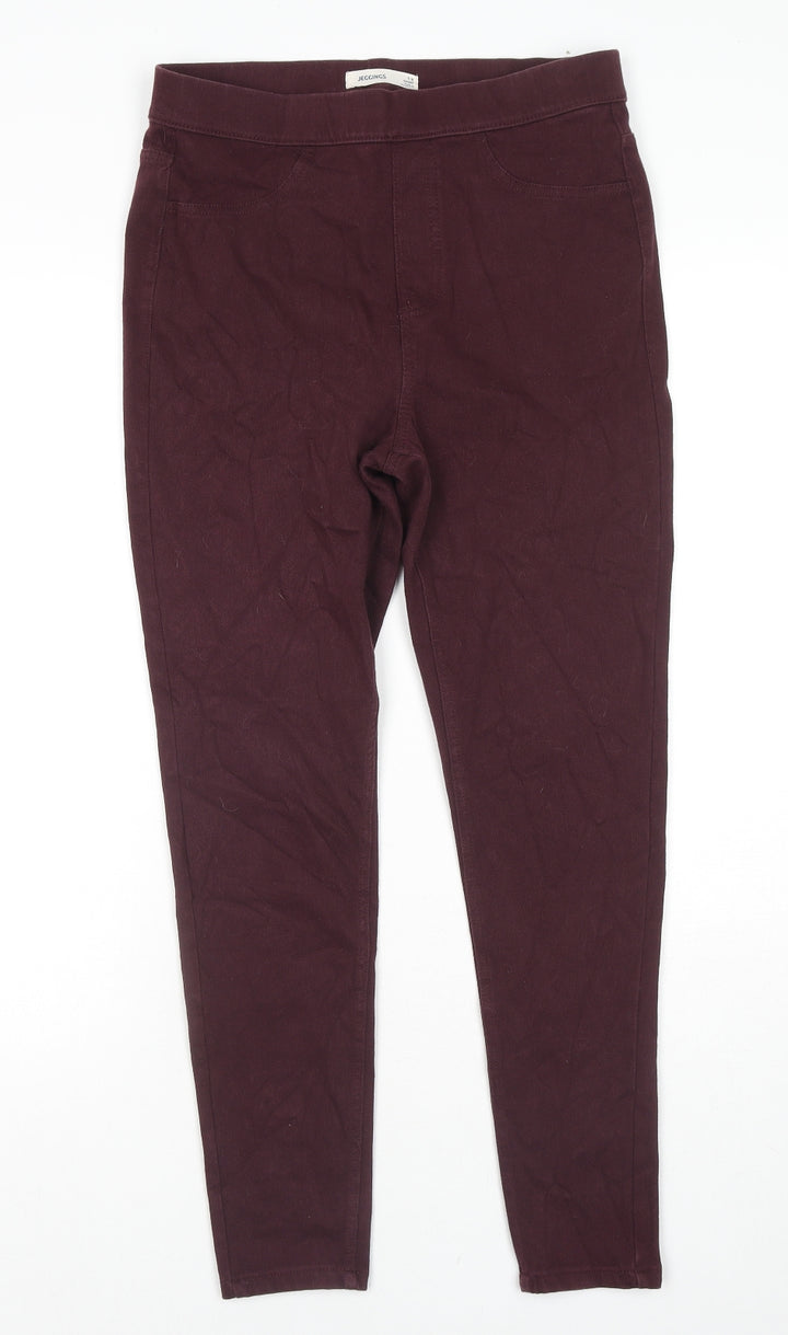 Marks and Spencer Womens Red Cotton Jegging Jeans Size 12 L26 in Regular