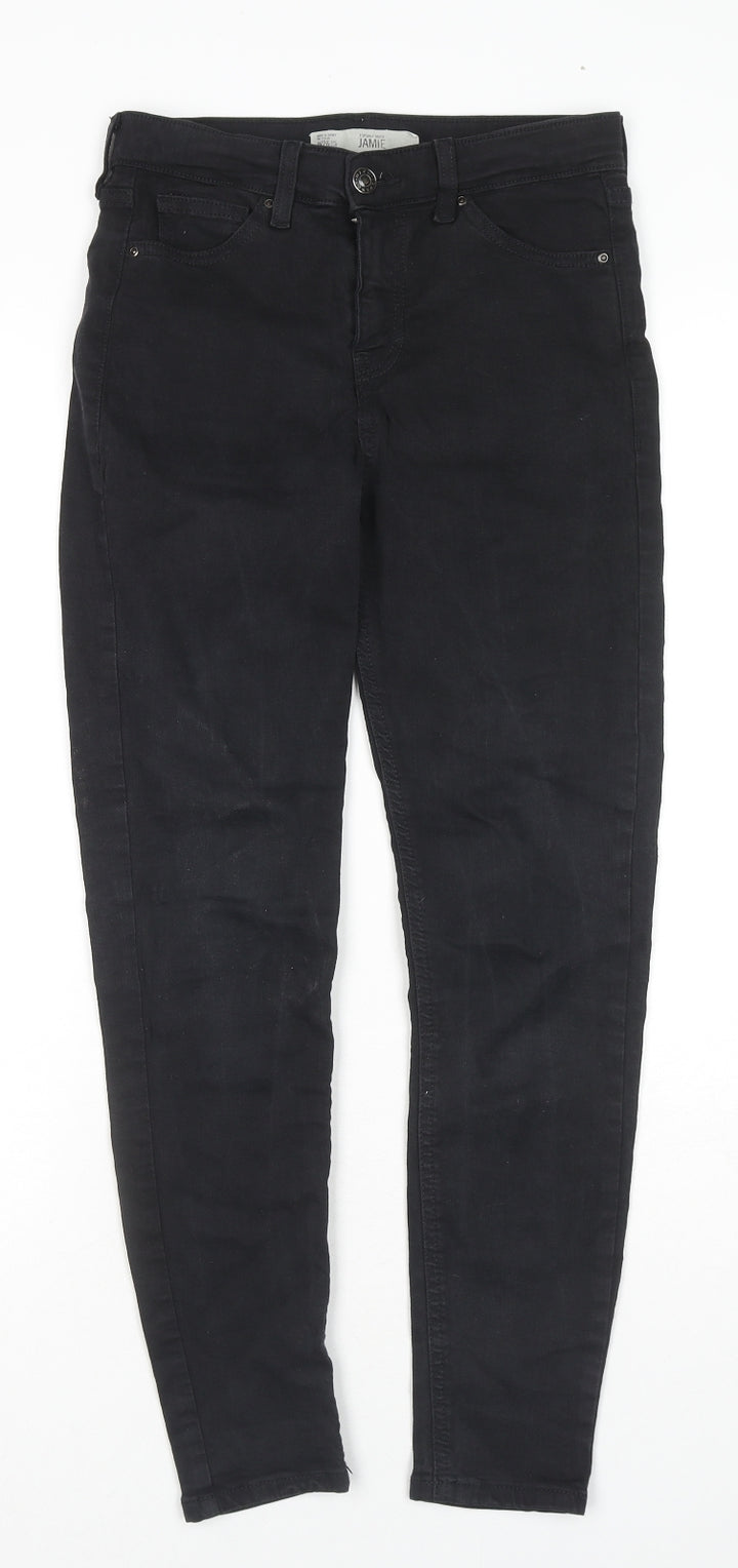 Marks and Spencer Womens Black Cotton Skinny Jeans Size 26 in L30 in Regular Zip