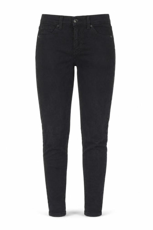 Front view of Marks & Spencer women’s black cotton skinny jeans, size UK 26, in, 30-inch leg regular zip