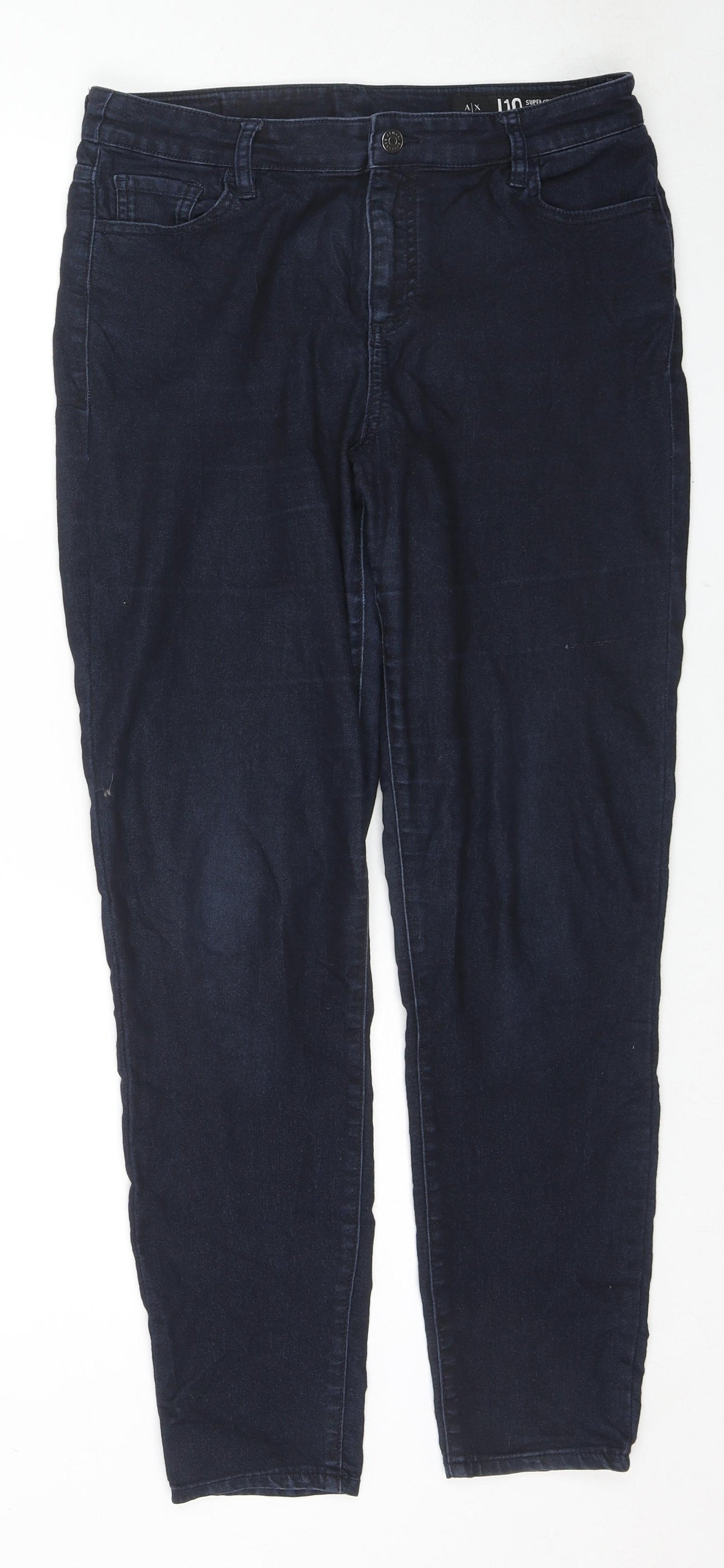Armani Exchange Womens Blue Cotton Skinny Jeans Size 10 L29 in Regular Zip