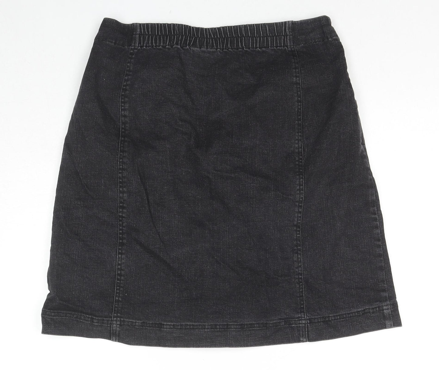 Seasalt Womens Black Cotton A-Line Skirt Size 14 Button