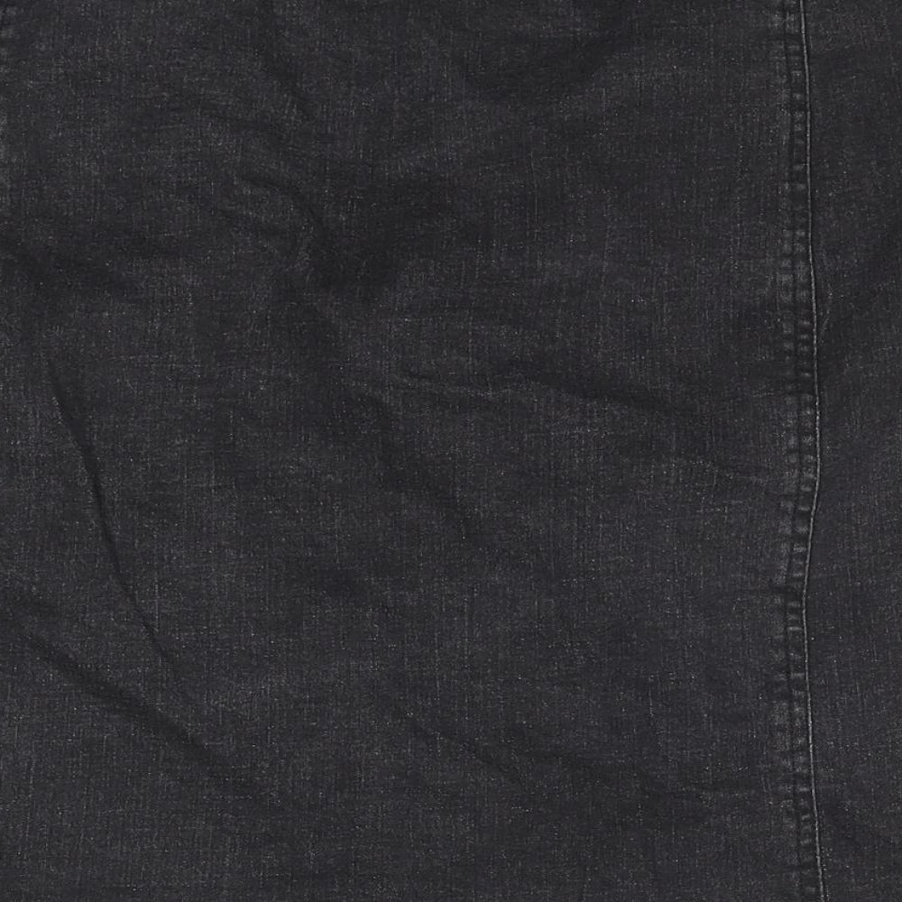 Seasalt Womens Black Cotton A-Line Skirt Size 14 Button