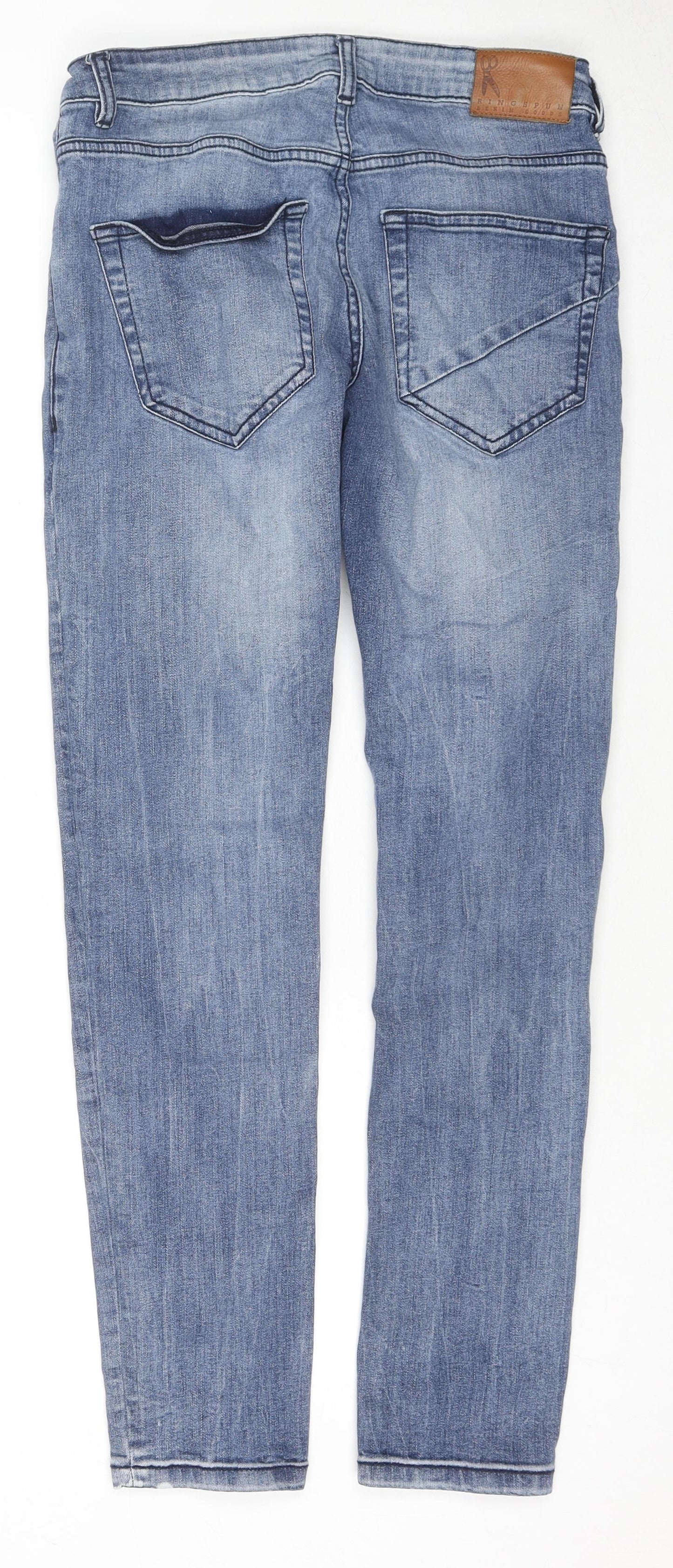 Ringspun Mens Blue Cotton Skinny Jeans Size 30 in L30 in Regular Zip