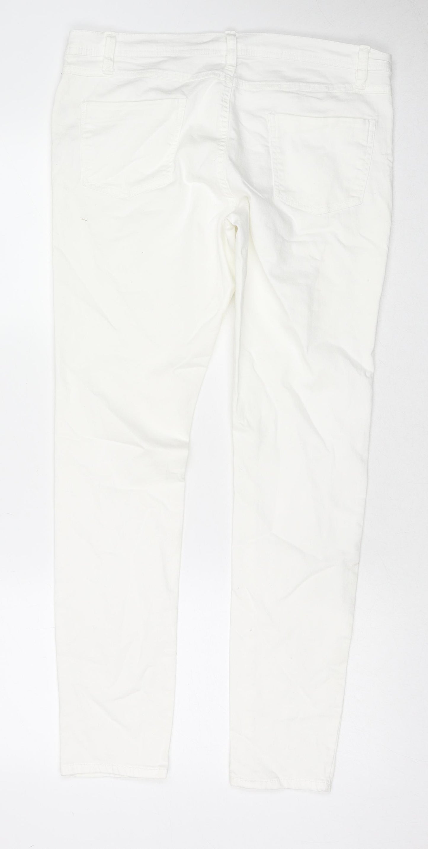 Denim & Co. Womens White Cotton Skinny Jeans Size 14 L30 in Regular Zip