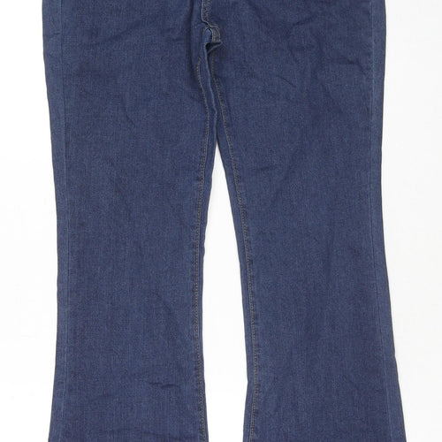 Jeans Womens Blue Cotton Flared Jeans Size L L30 in Regular Zip