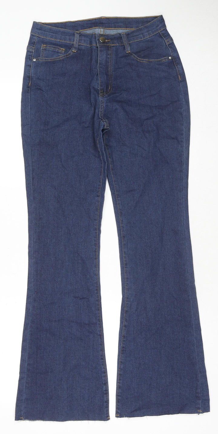 Jeans Womens Blue Cotton Flared Jeans Size L L30 in Regular Zip
