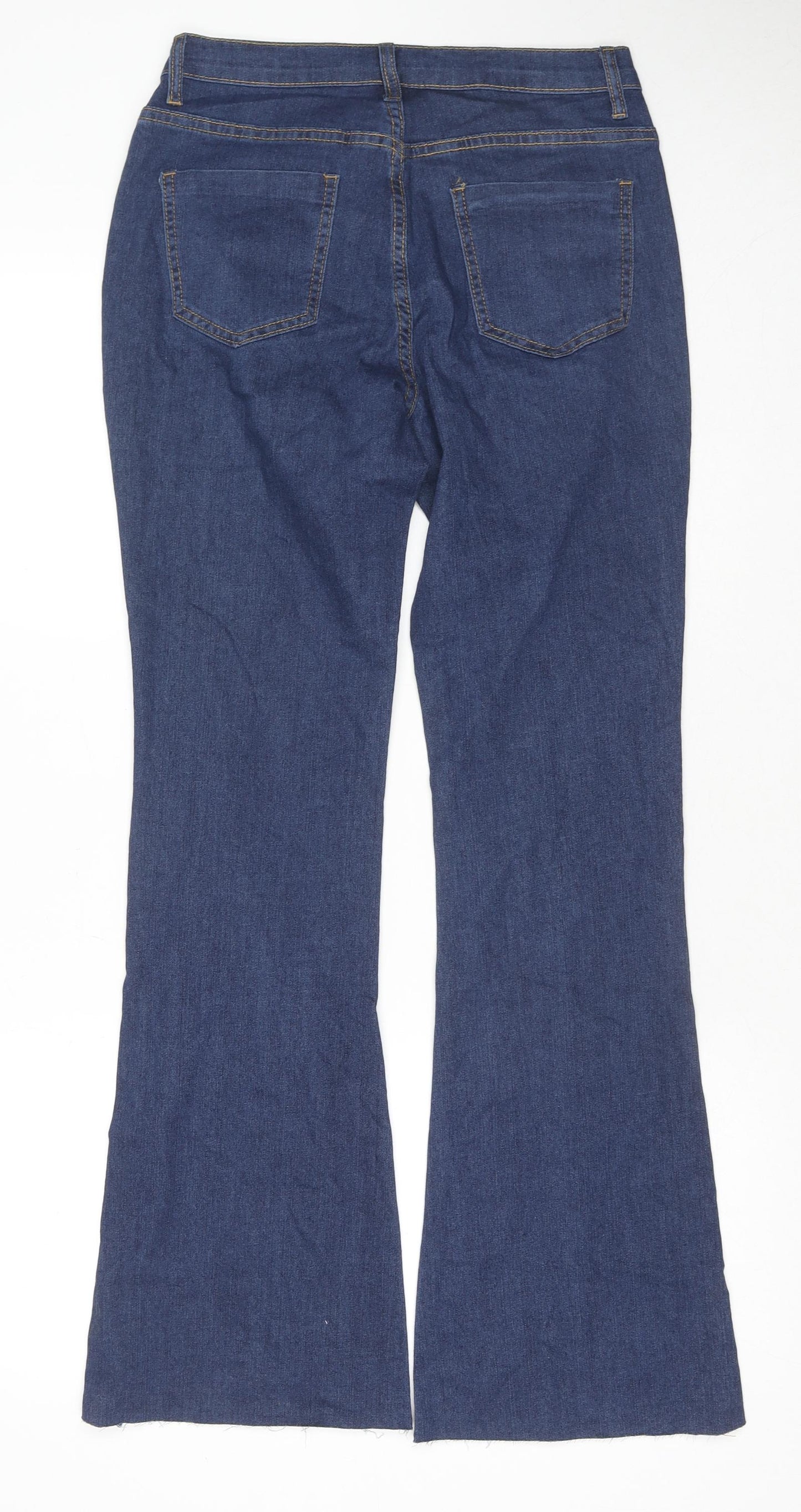 Jeans Womens Blue Cotton Flared Jeans Size L L30 in Regular Zip