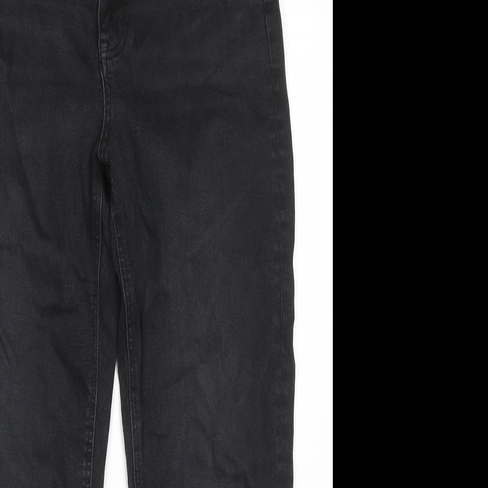 Per Una Womens Black Cotton Straight Jeans Size 14 L26 in Regular Zip
