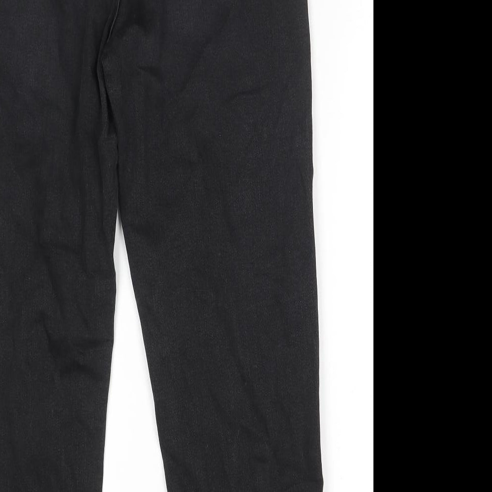 Per Una Womens Black Cotton Straight Jeans Size 14 L26 in Regular Zip