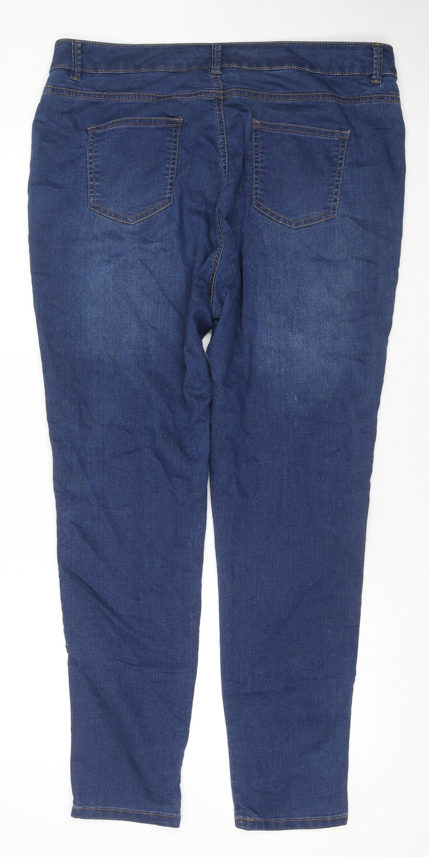 Evans Womens Blue Cotton Straight Jeans Size 20 L29 in Regular Zip