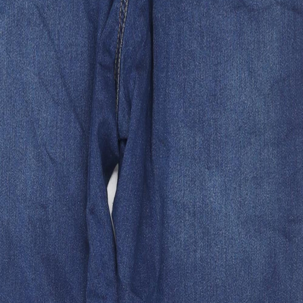 Evans Womens Blue Cotton Straight Jeans Size 20 L29 in Regular Zip