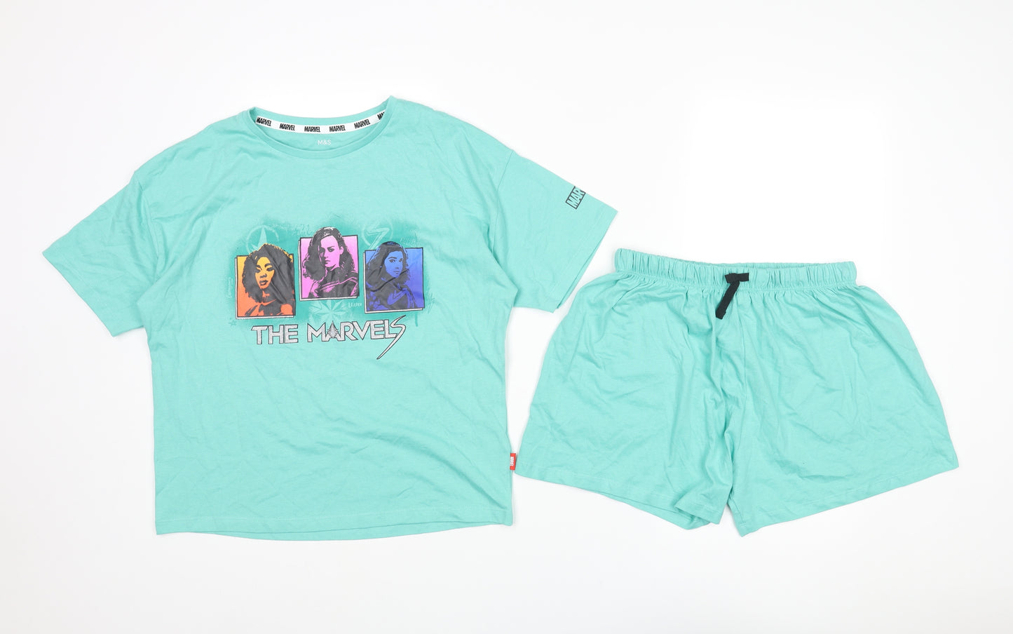 Marvel Girls Green Solid Cotton Top Pyjama Set Size 11-12 Years Pullover - The Marvels