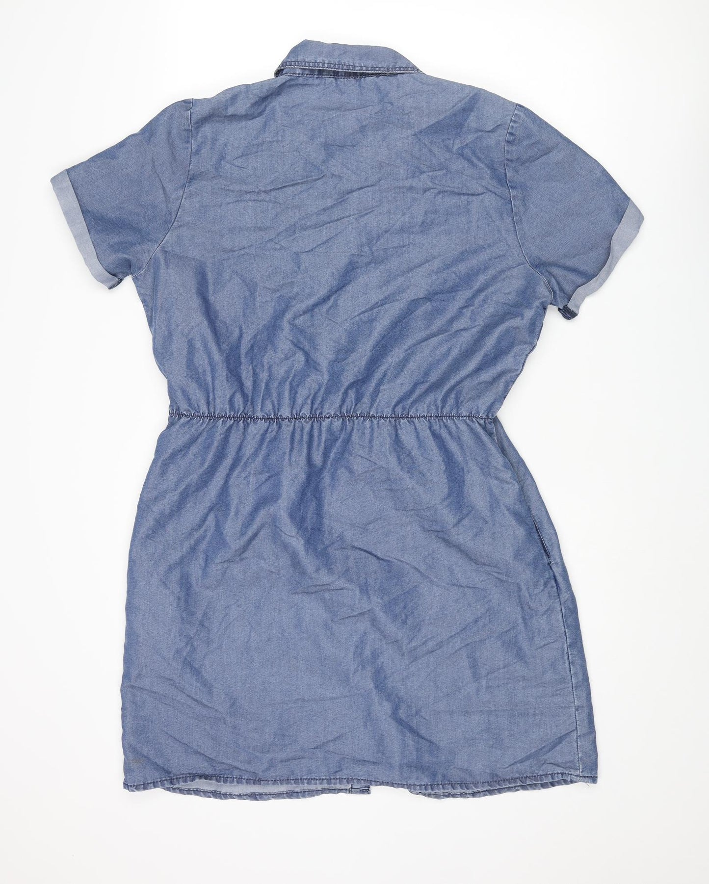 Red Herring Womens Blue Wool Shirt Dress Size 14 Collared Button
