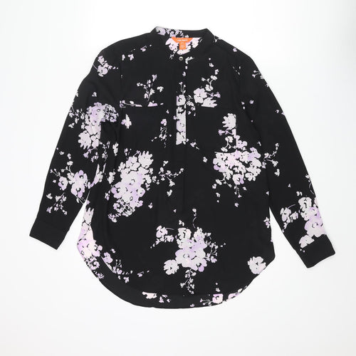Joe Fresh Womens Black Floral Polyester Basic Blouse Size S Henley