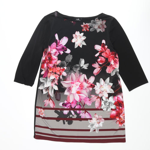 Wallis Womens Black Polyester Mini Size M Round Neck Pullover - Floral Print