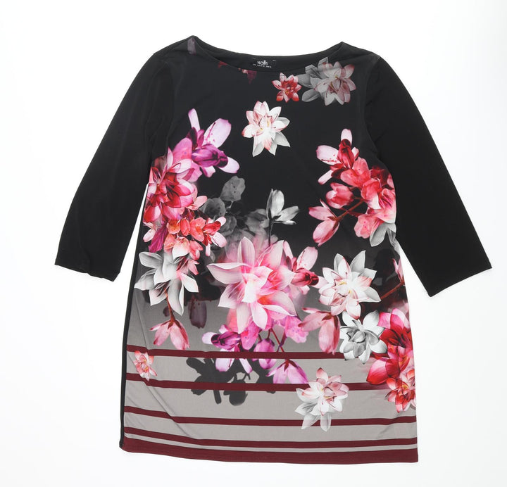 Wallis Womens Black Polyester Mini Size M Round Neck Pullover - Floral Print