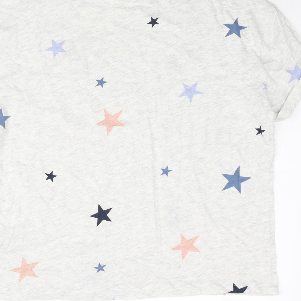 Marks and Spencer Womens Grey Geometric Cotton Top Pyjama Top Size M - Star Print