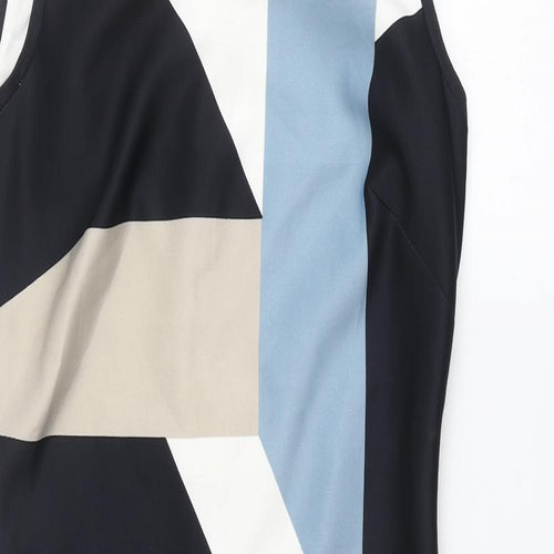 Marks and Spencer Womens Multicoloured Colourblock Polyester Pencil Dress Size 12 Round Neck Zip