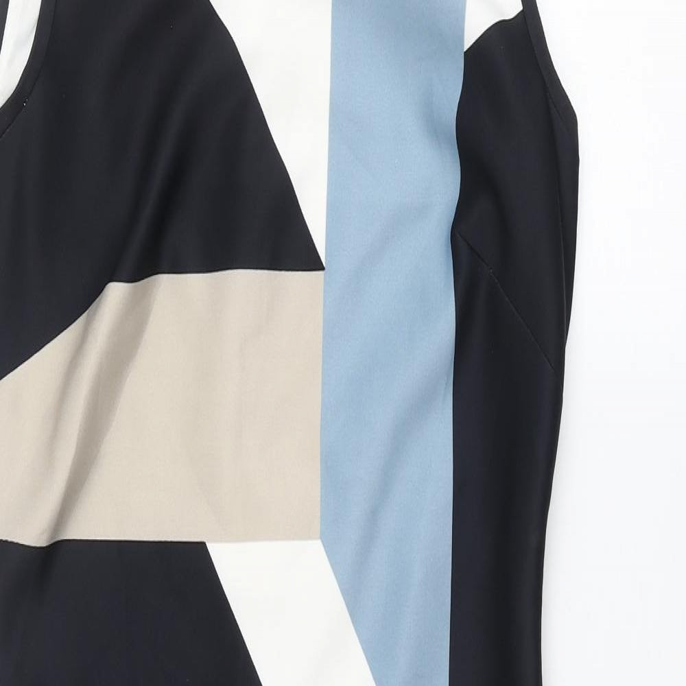 Marks and Spencer Womens Multicoloured Colourblock Polyester Pencil Dress Size 12 Round Neck Zip