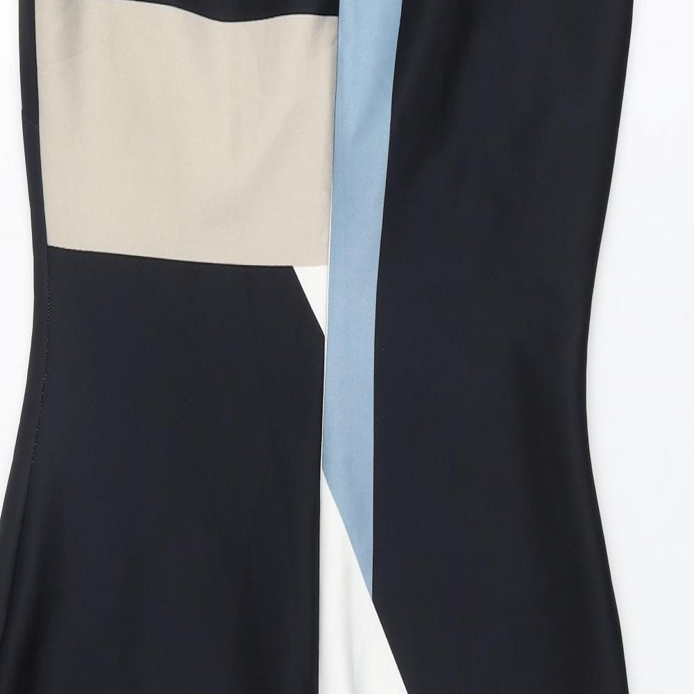 Marks and Spencer Womens Multicoloured Colourblock Polyester Pencil Dress Size 12 Round Neck Zip