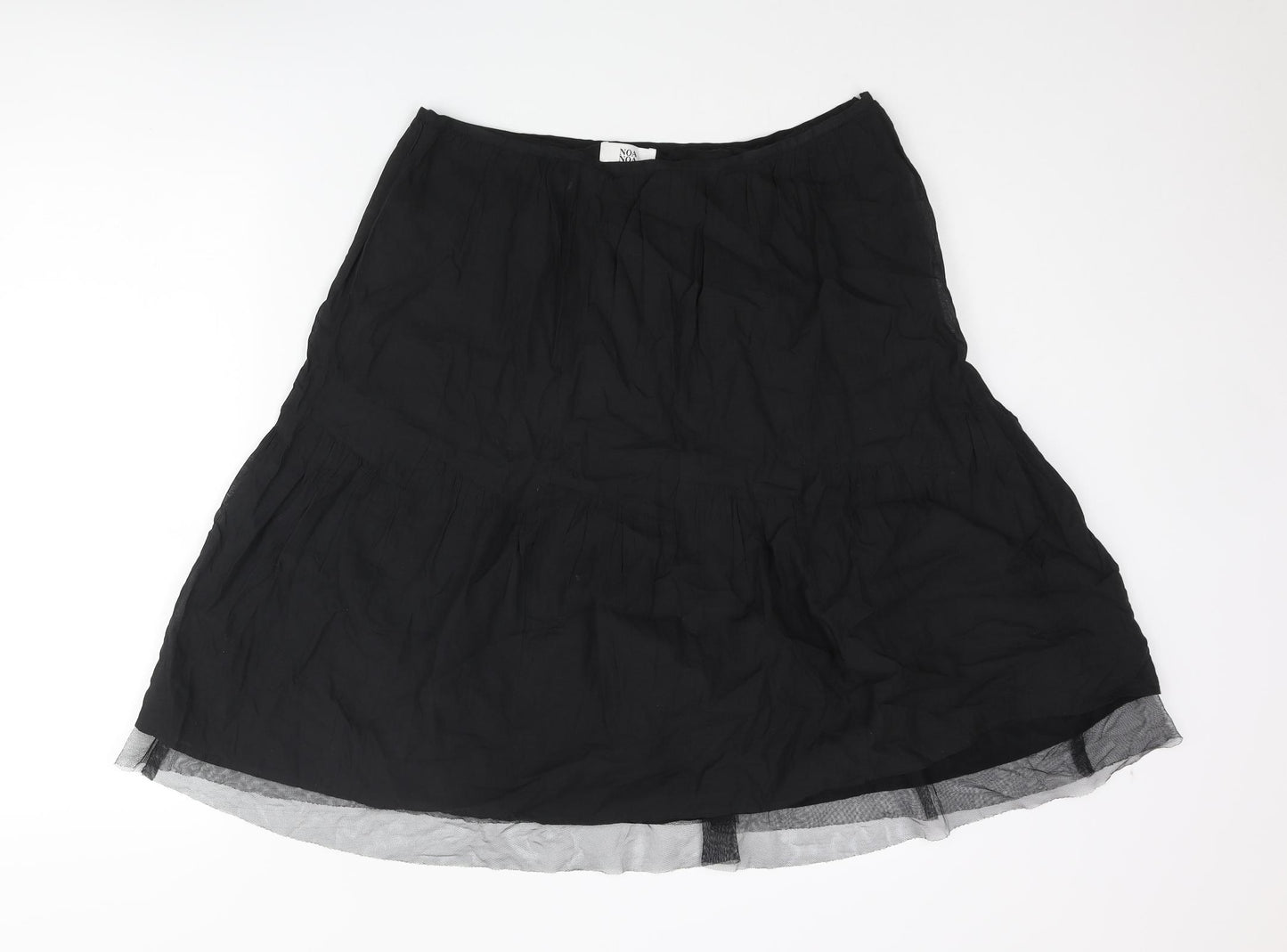 Noa Noa Womens Black Cotton A-Line Skirt Size M Zip