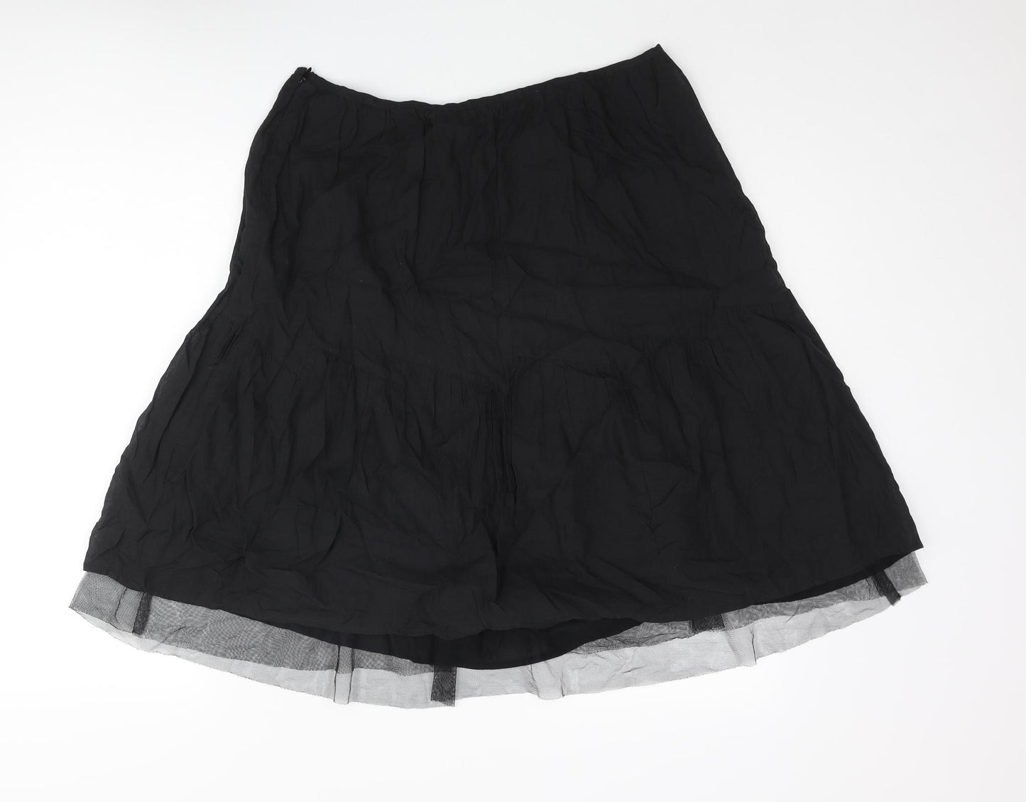 Noa Noa Womens Black Cotton A-Line Skirt Size M Zip