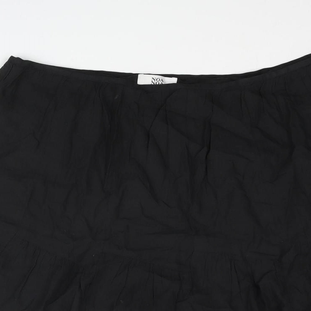 Noa Noa Womens Black Cotton A-Line Skirt Size M Zip