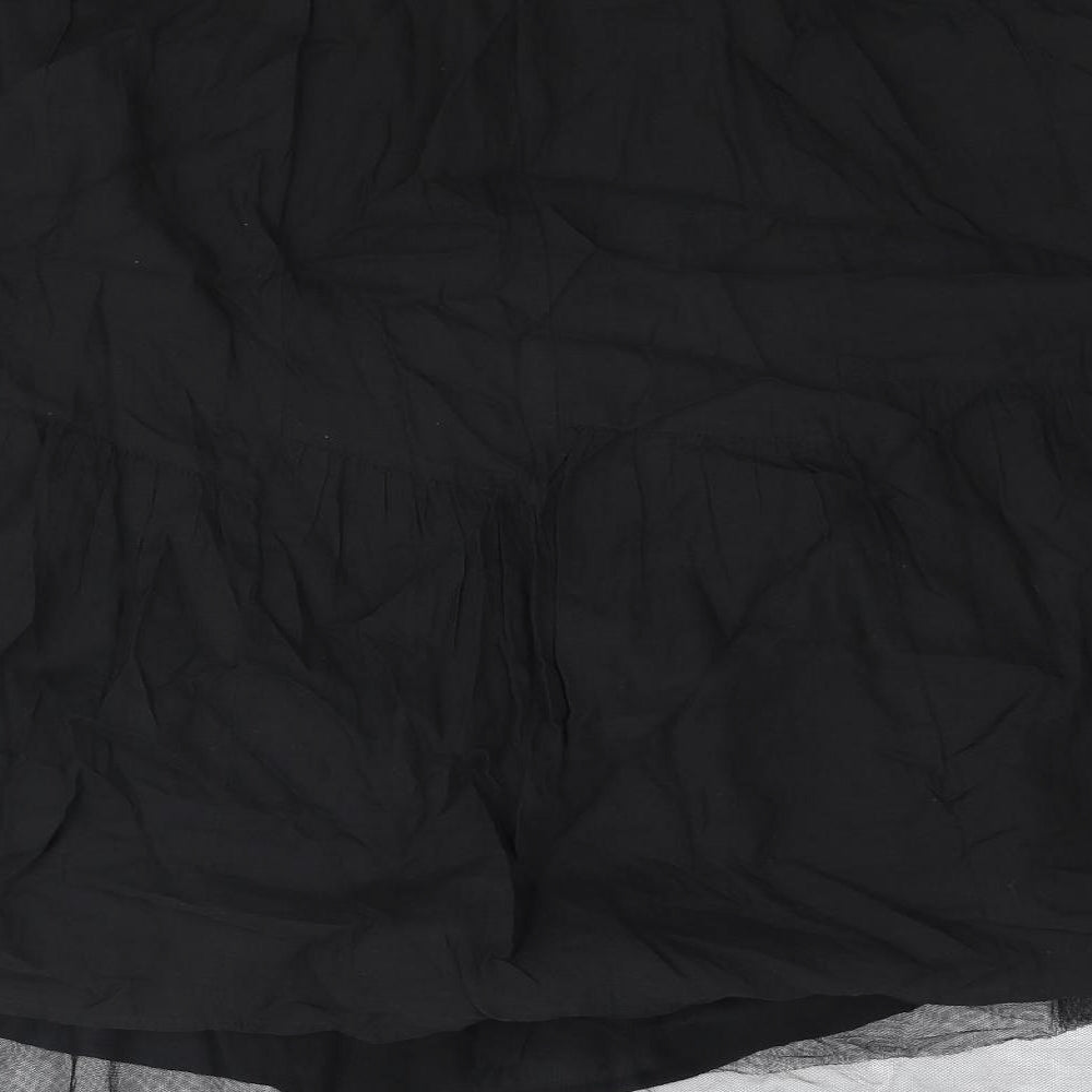 Noa Noa Womens Black Cotton A-Line Skirt Size M Zip