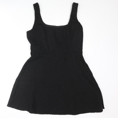 New Look Womens Black Polyester A-Line Size 10 Scoop Neck Zip