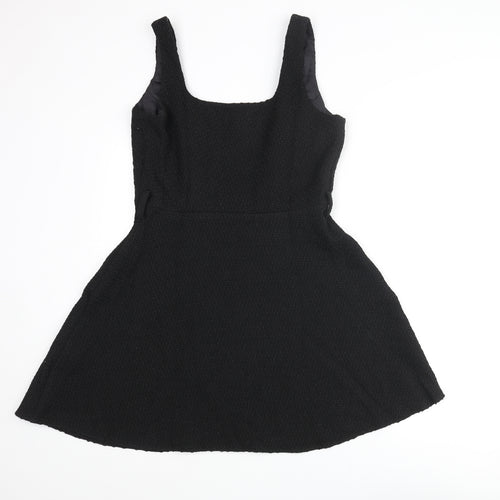 New Look Womens Black Polyester A-Line Size 10 Scoop Neck Zip