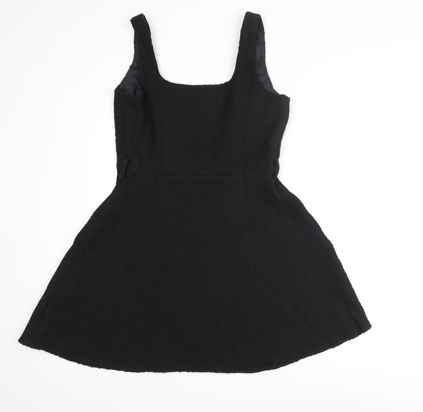 New Look Womens Black Polyester A-Line Size 10 Scoop Neck Zip